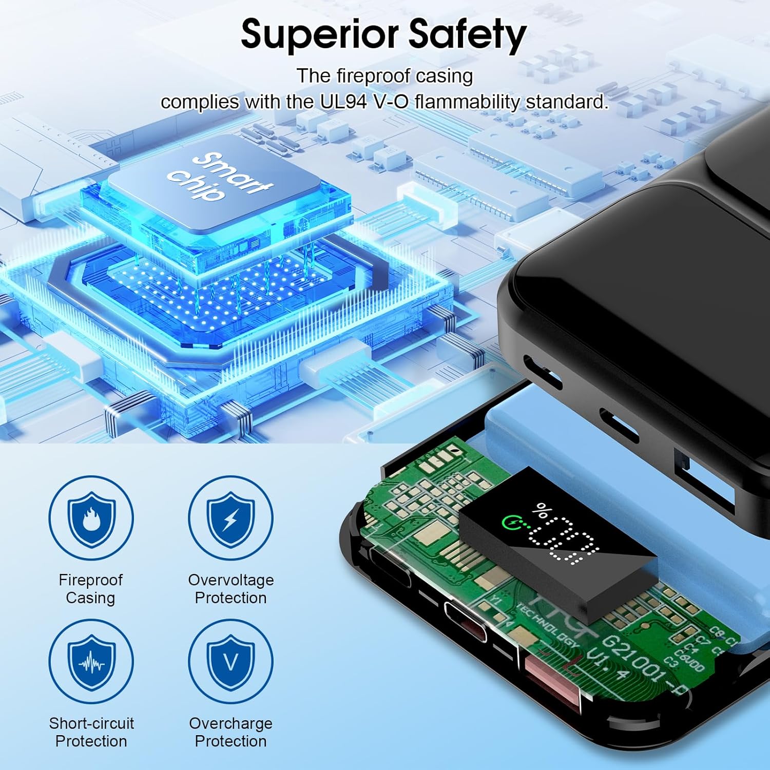 Portable Charger 10000mAh 22.5W Power Bank Fast Charging, PD3.0 QC4.0 PD20W Mini Portable Battery, USB-C Input/Output, LED Digital Display Slim Powerbank for Smartphones Tablets and More, Black (2025) - Image 4